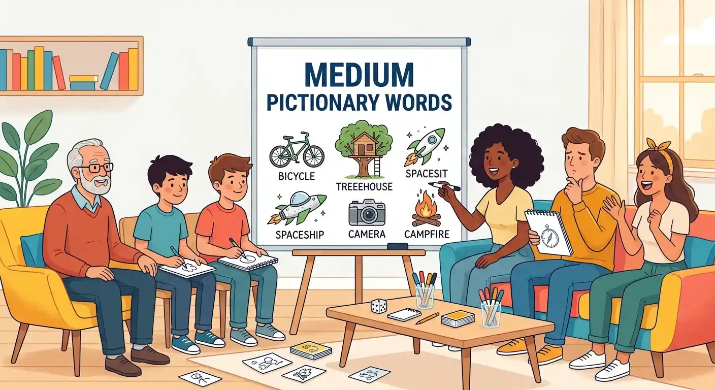 Medium Pictionary Words, 300+ Balanced Ideas by Category 1 Medium Pictionary Words