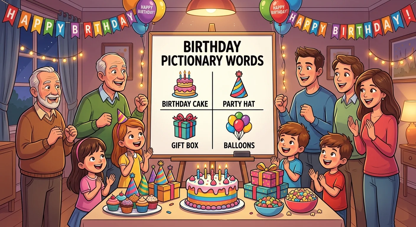 Birthday Pictionary Words, 250+ Ideas for Kids, Teens and Adults 1 Birthday Pictionary Words